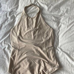 Cream high neck halter bodysuit